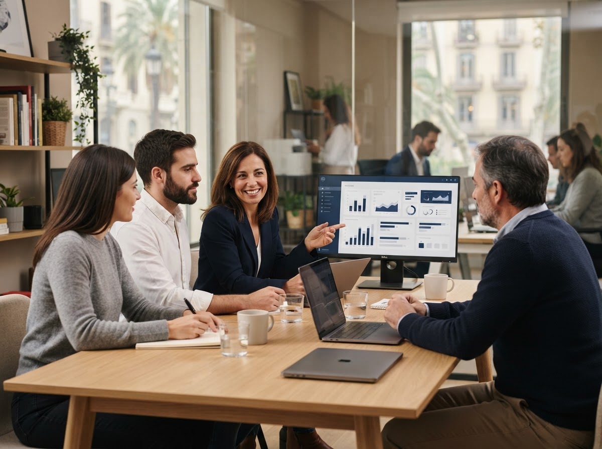 AI Profit System: equipo revisando modelos predictivos de análisis de riesgo